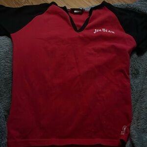 Jim beam v neck red and black womens shirt